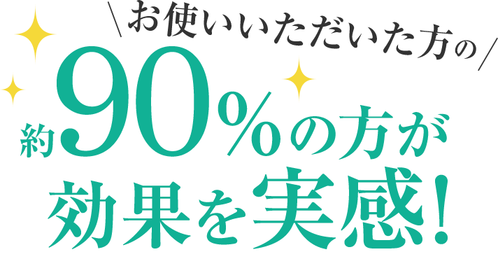お使いいただいた方の約90%の方が効果を実感!